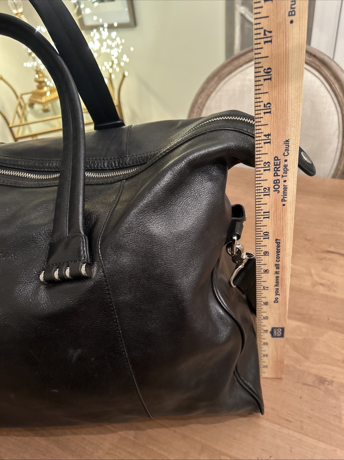 COLE HAAN MENS BLK LEATHER WEEKENDER Duffle BAG / Beautiful