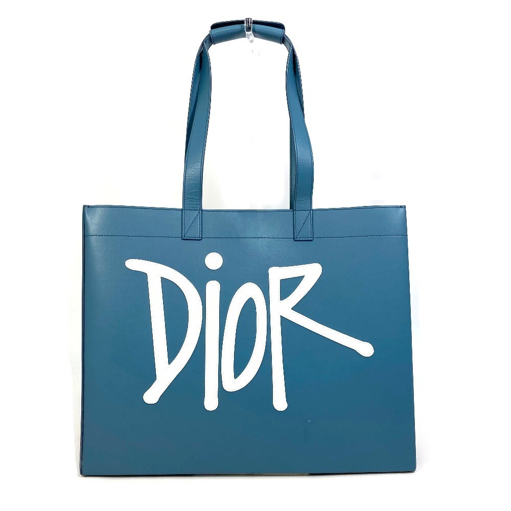 Dior logo Shawn Stussy collaboration Hand Bag Tote Bag Leather blue