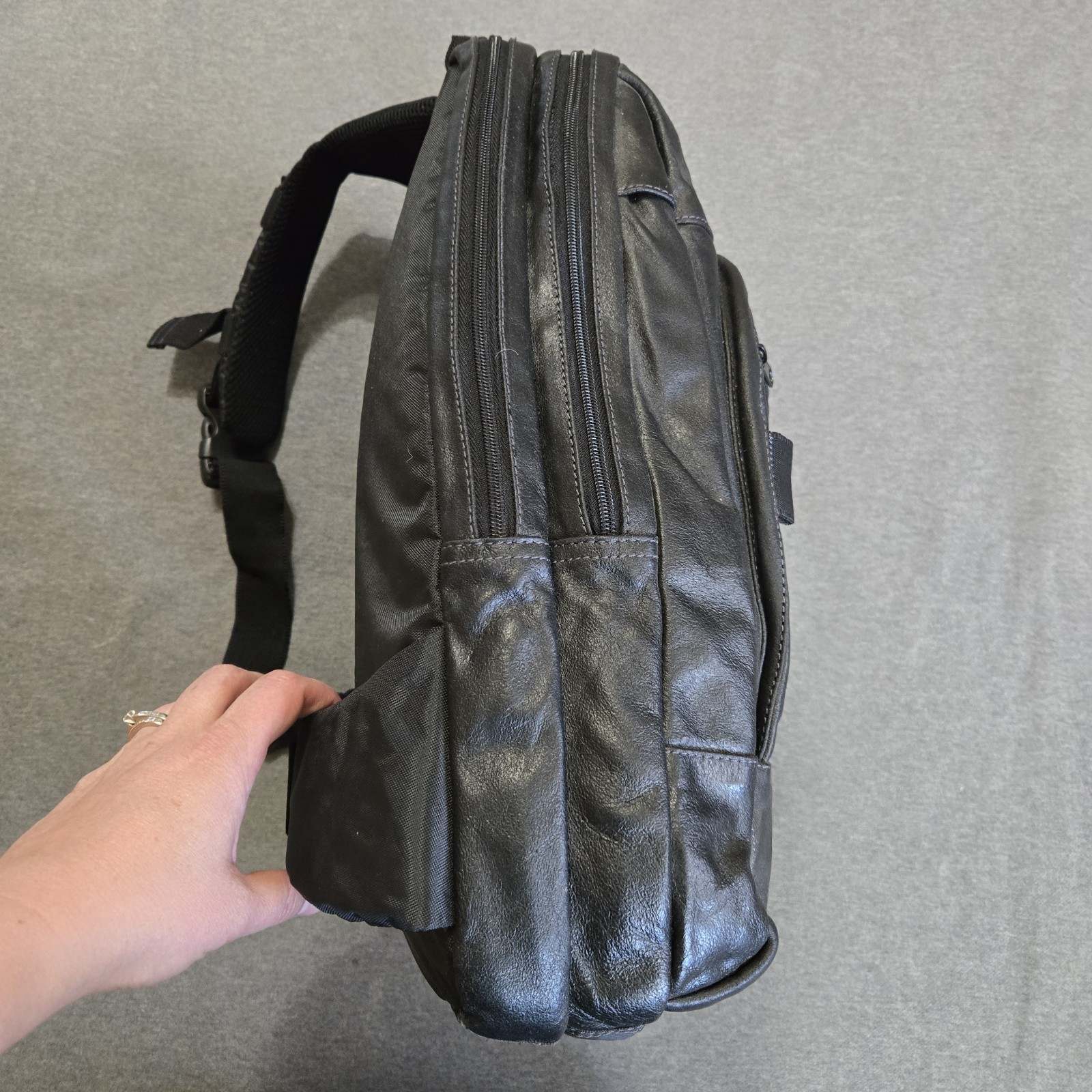Wilson’s Leather Backpack M. Julian Black Single Strap Laptop Bag Pockets