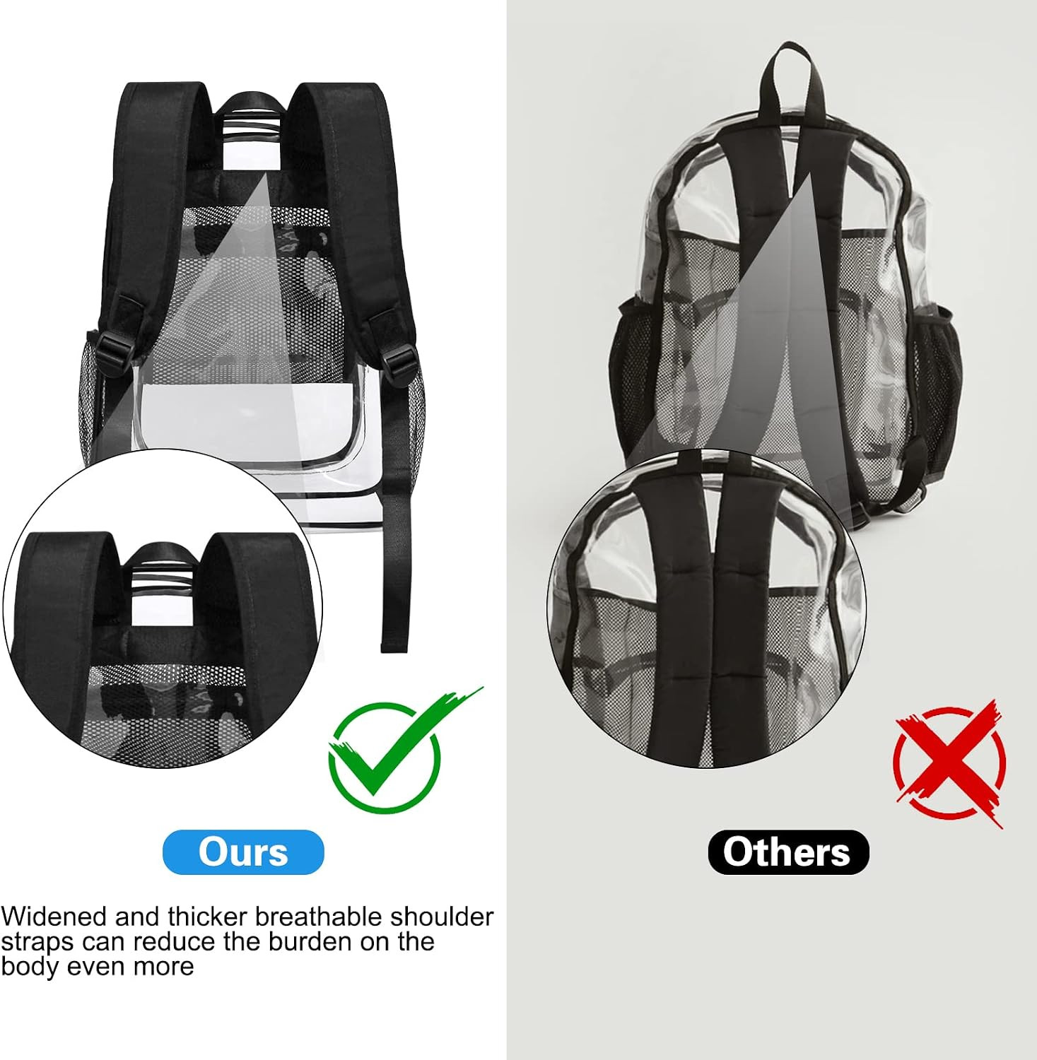 Clear Backpack Heavy Duty Transparent Backpack for Security, Sports, Work, Trave