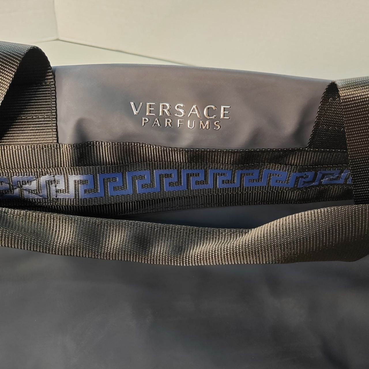 Versace Parfums Blue Duffle Bag Backpack Travel Gym Bag New Promo Ref 79273