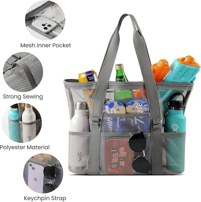 LEVOTIYER LARGE 8 POCKETS BEACH BAG & PLENEAL BLACK SHOULDER BAG *FREE SHIPPING*