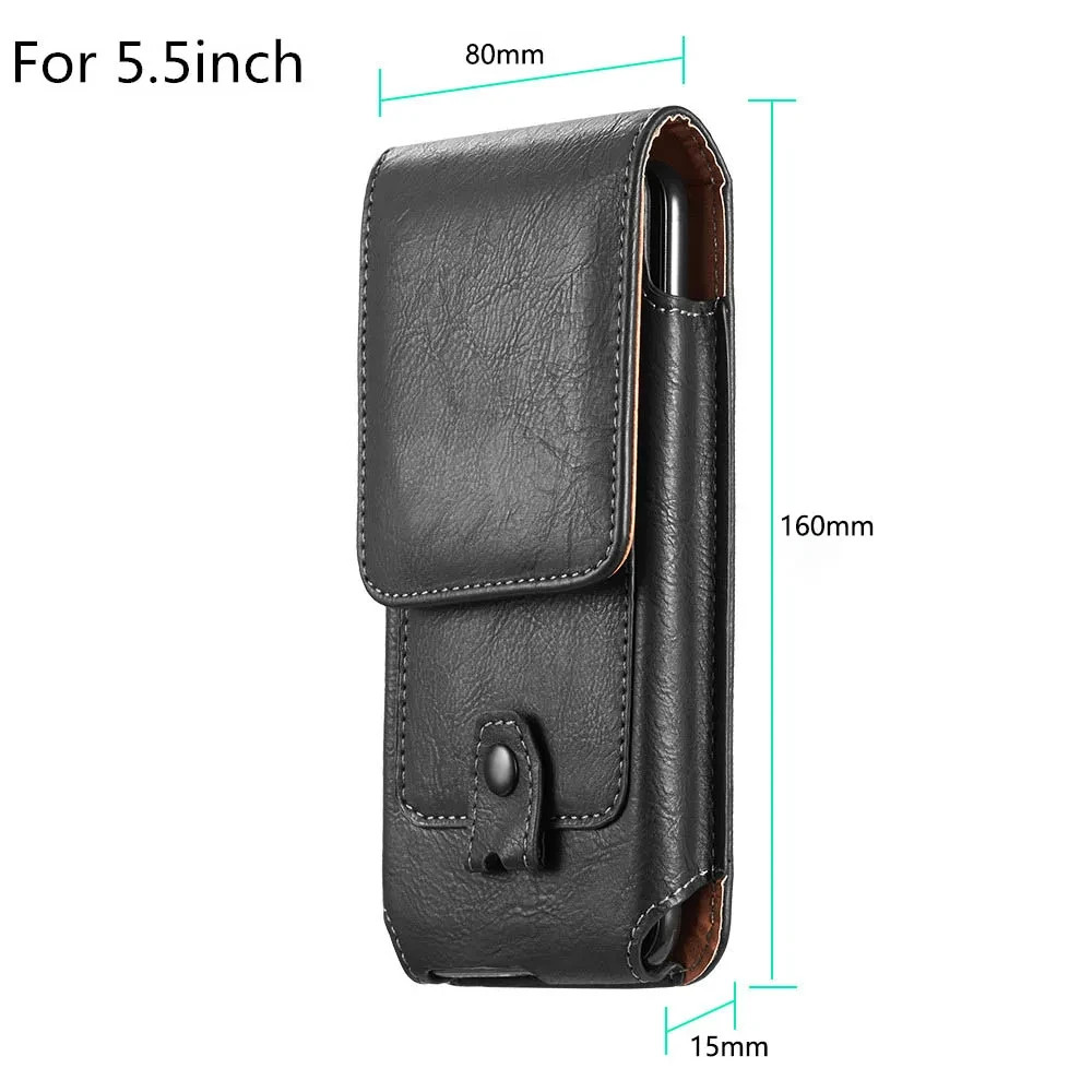 Universal Cell Phone Case Pouch Holster w/ Belt Loop Metal Clip for Large Phones