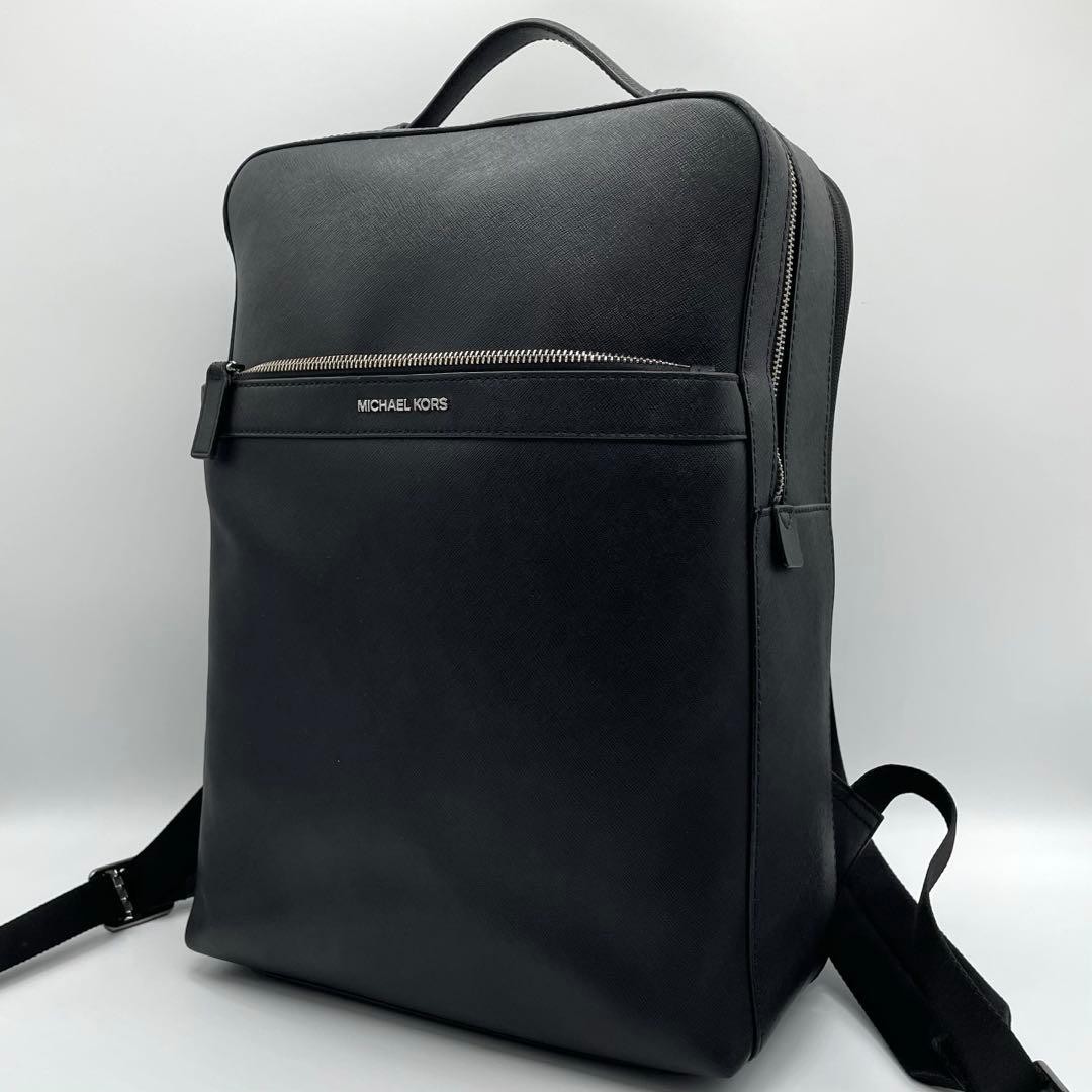 Michael Kors Black Leather 2 Room Rucksack Backpack 40cm 28cm From Japan
