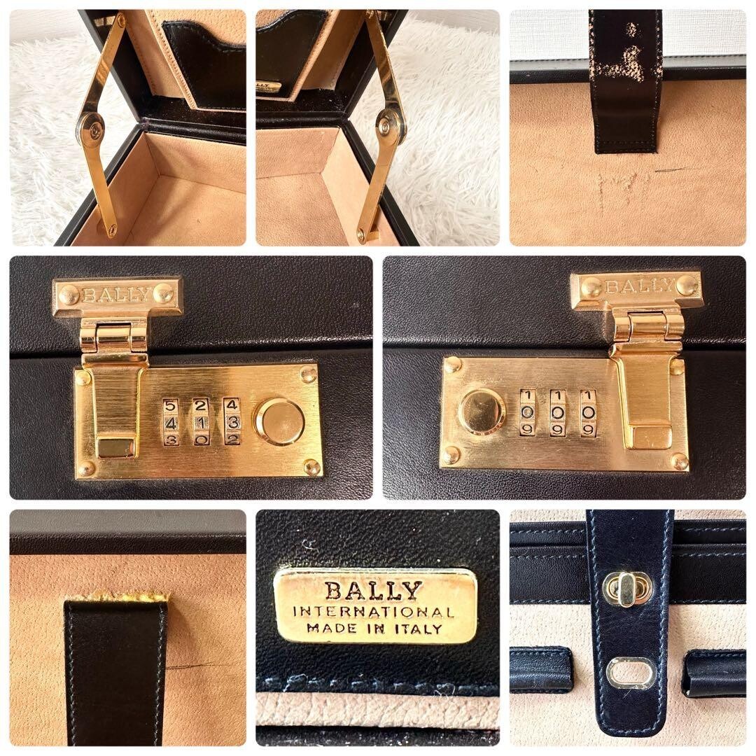 Bally Intrecciato Leather Pilot Case Black Gold Lock A4 PC Briefcase Italy