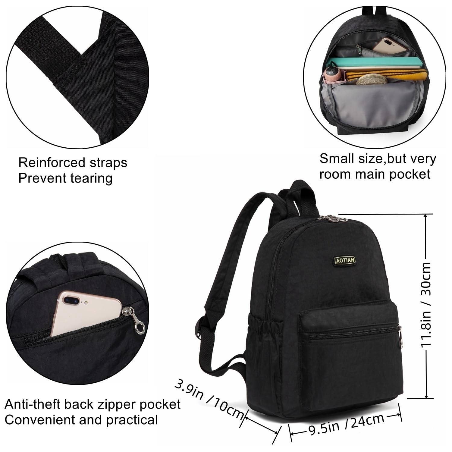 Mini Lightweight 11.8 Inch Backpack Durable Travel Hiking Women and Girls Sma…