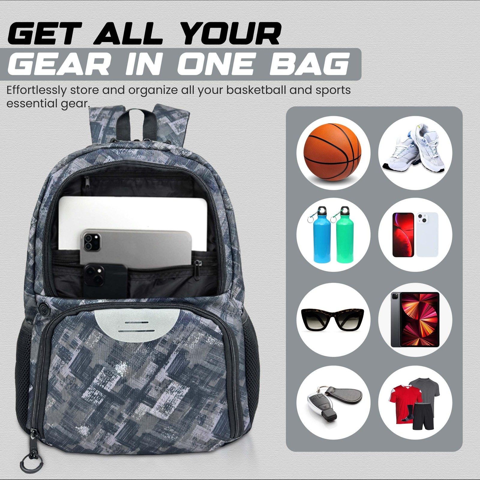 Multi-Sport Backpack with Pump – Soccer & Basketball Bag, Separate /Shoe Comp…