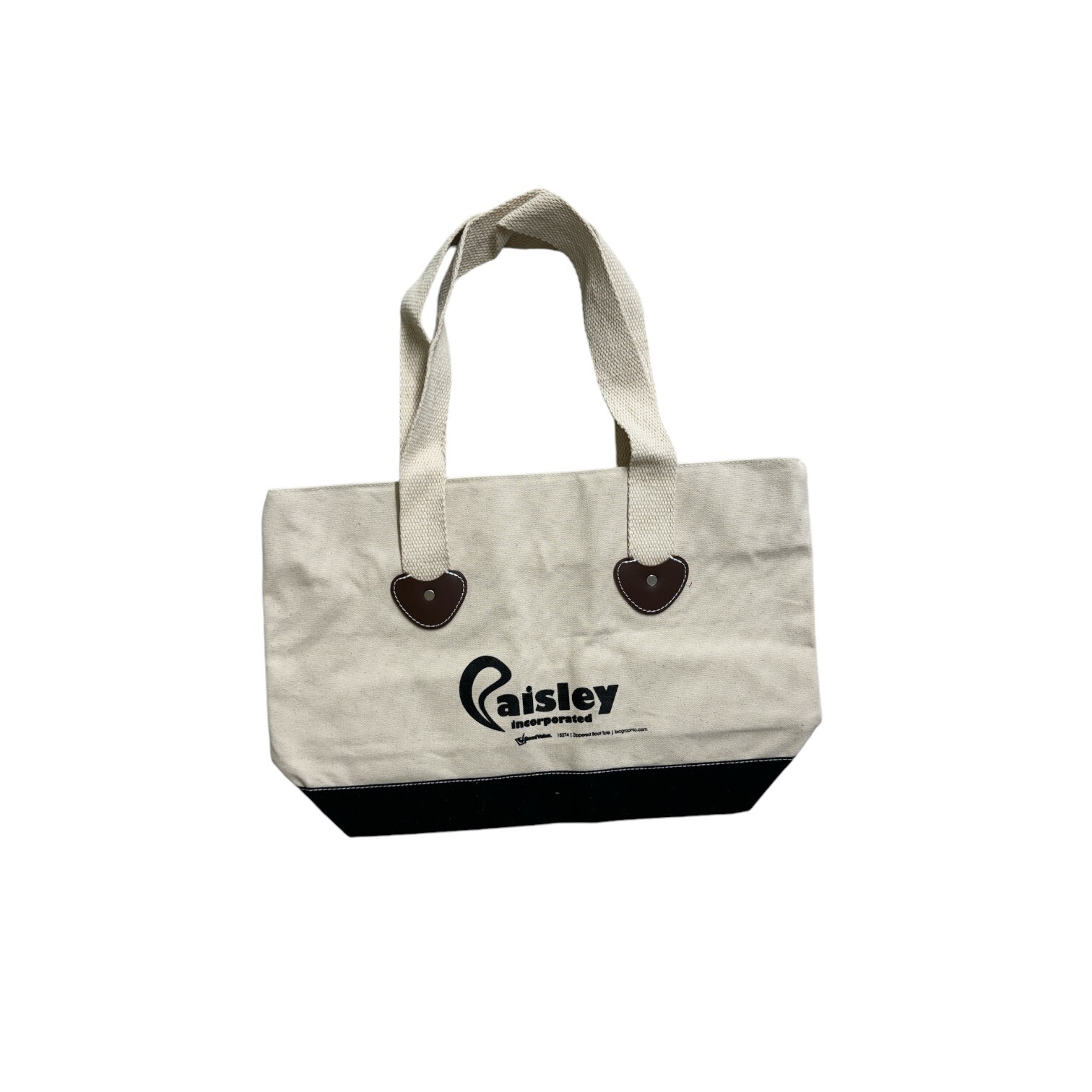 Canvas Tote with Zipper Closure Two-Tone Large Bag 13x11x5.25 NWOT Paisley Inc