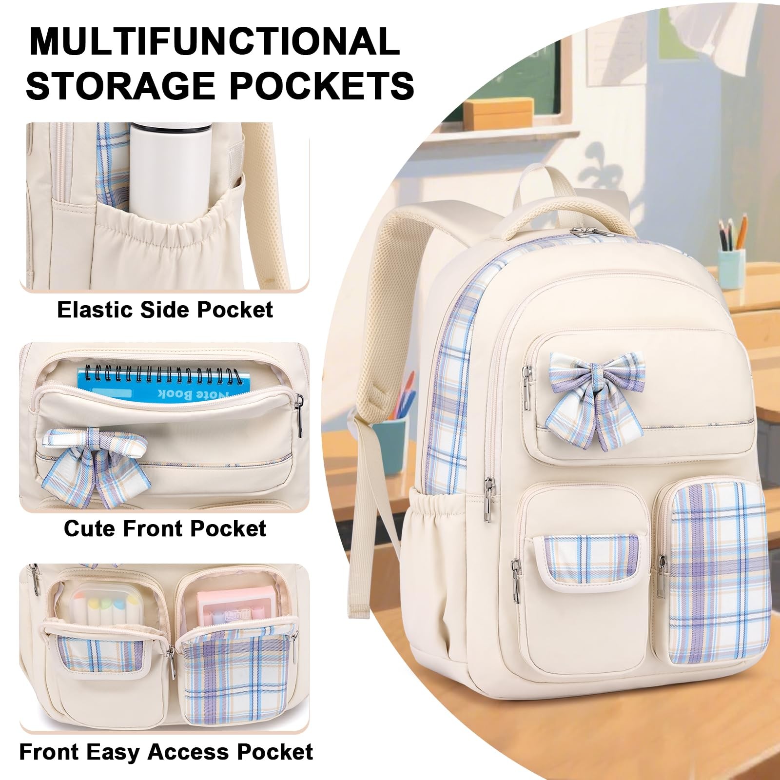Girls Backpack for School Teen: Large Bookbag for Middle High School 15.6 Inc…