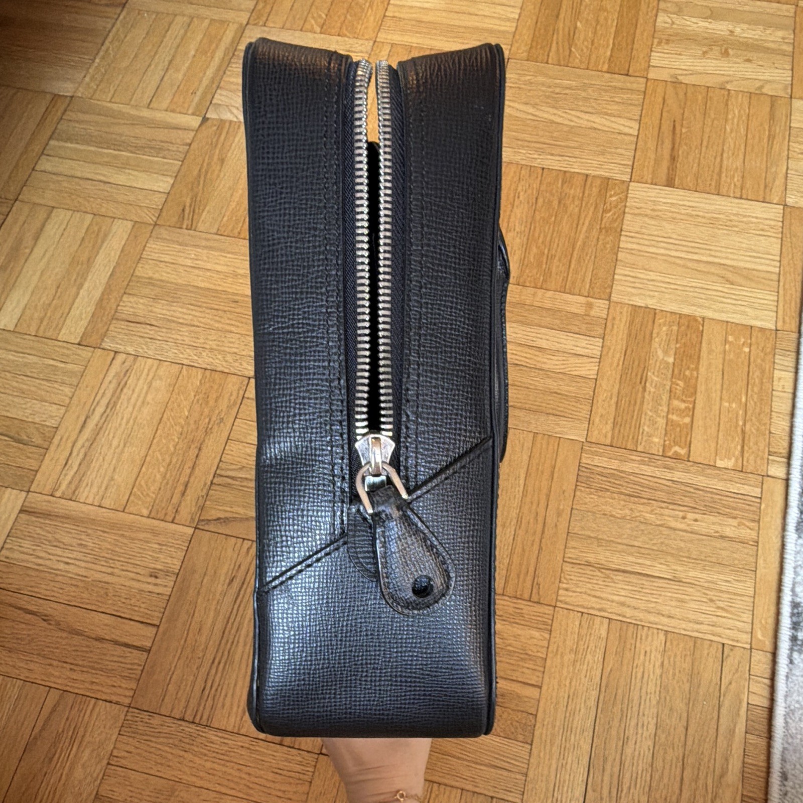 Vintage Bally Black Zip Top Briefcase/Document Case w/ Top Handle
