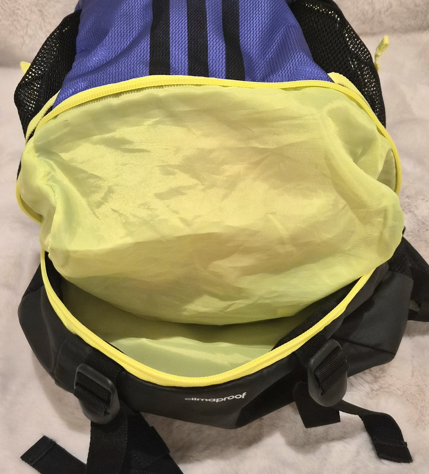 Adidas Backpack Blue Black Neon Yellow Laptop School Hiking Travel Daypack EUC