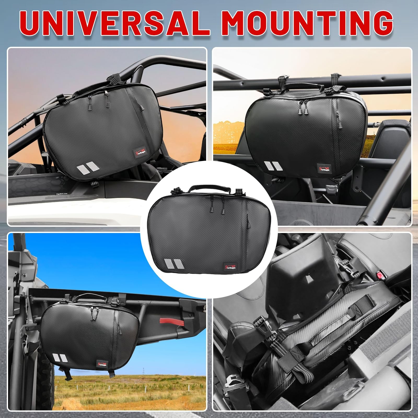 UTV Belt Bag, Universal Water Resistant SXS Roll Bar Standard Cage Storage To…