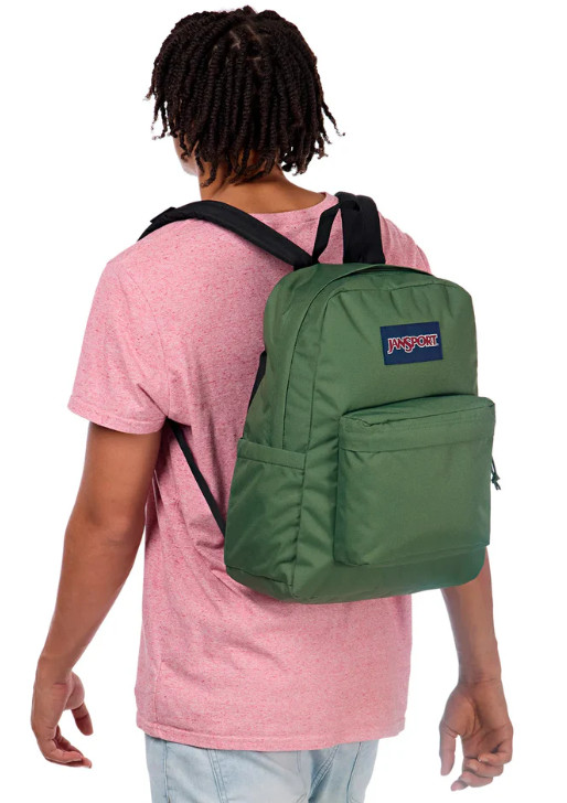 JanSport SuperBreak Plus Backpack Green 26L Laptop School Travel Daypack 15″