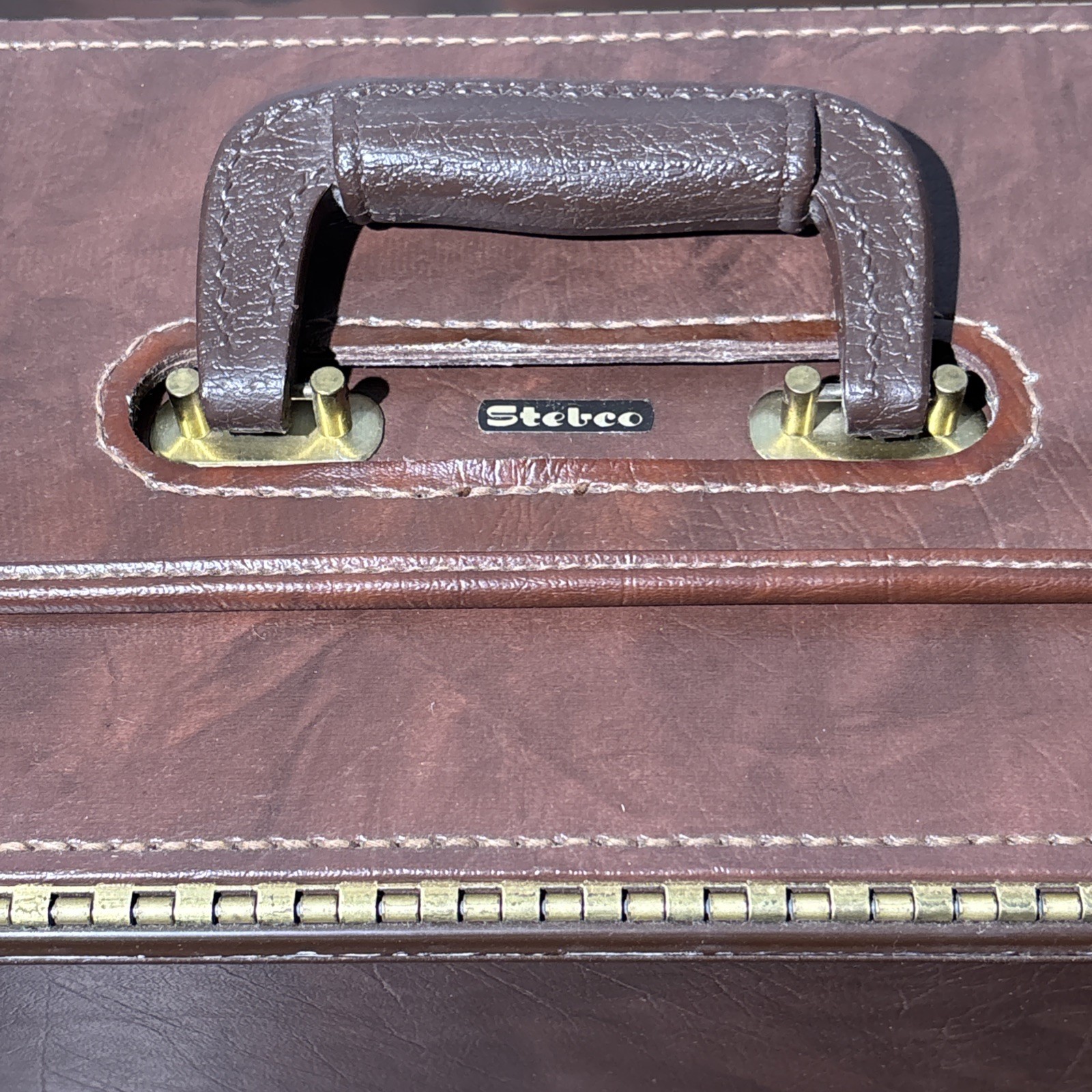 Vintage Stebco Tufide Pilot Hard Case Briefcase Brown Made USA No Key 18”x13”x8”