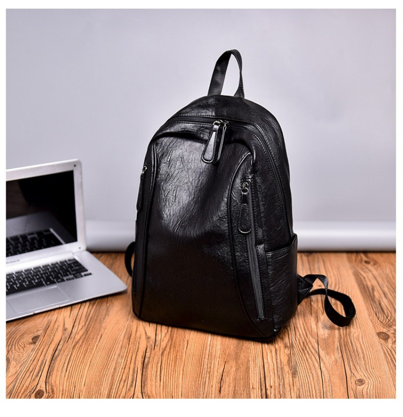 Men’s Large Capacity Leather Backpack, Soft Leather Travel Work Bag Leisure Bag