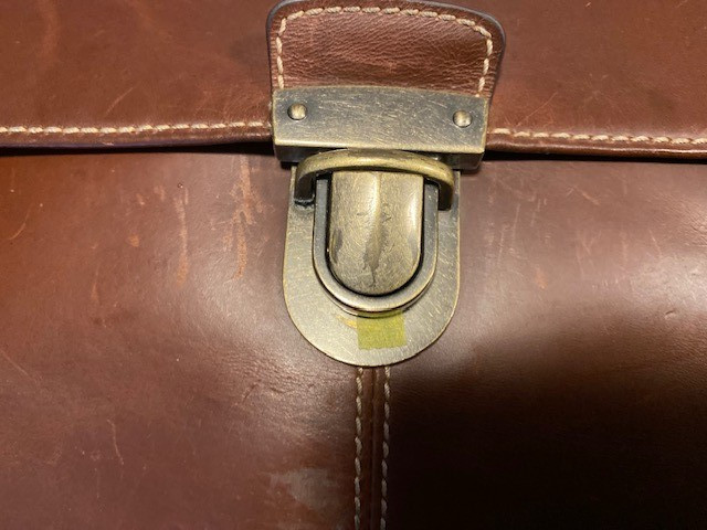 Boconi Cognac Leather Padded Briefcase w/Compartments