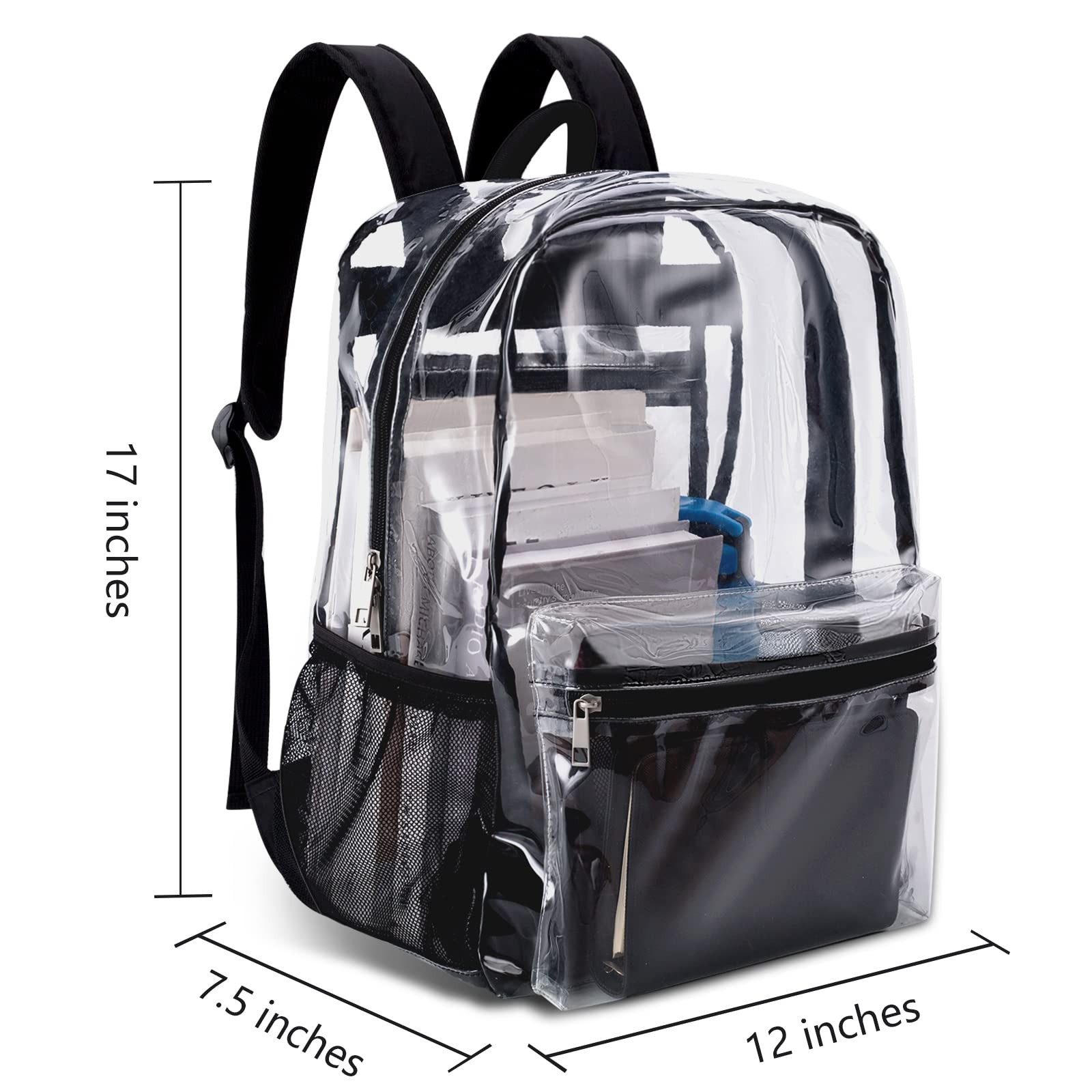KekeIntl Clear Backpack Heavy Duty PVC Clear Backpack, 40lbsBlack