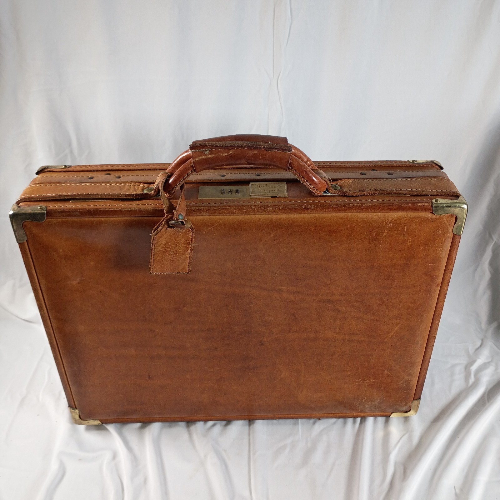 Vintage Hartmann Light Brown/Tan Leather Belted Briefcase Hard Executive