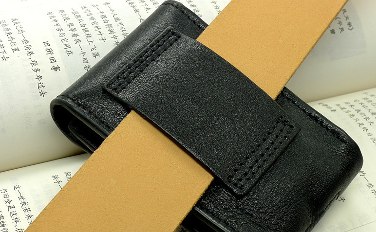 Men small Bag belt Waist fanny Pack wallet purse Cow Leather Pouch black 219