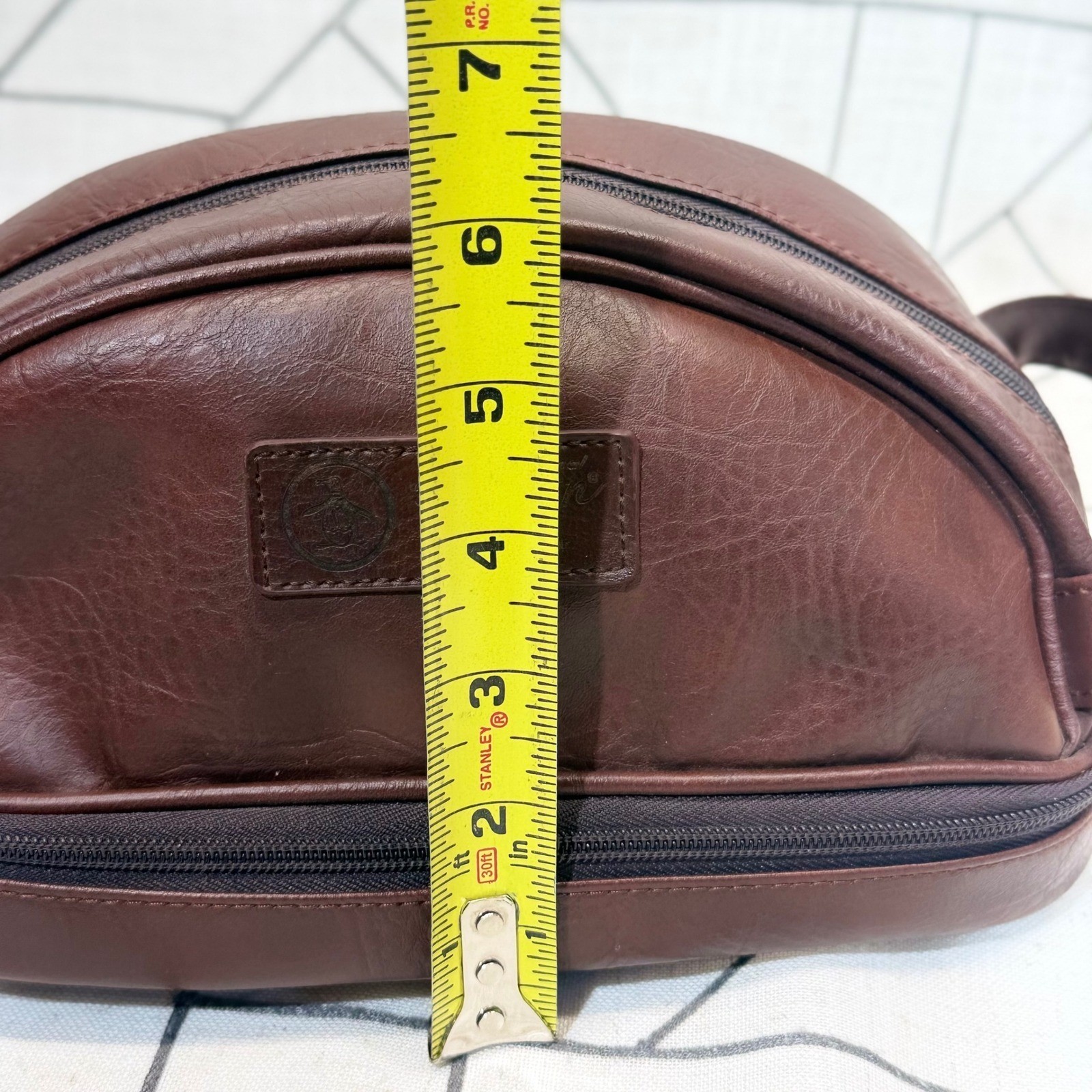 Original Penguin Toiletry Bag One Size Brown Faux Leather Double Zip Dopp Kit
