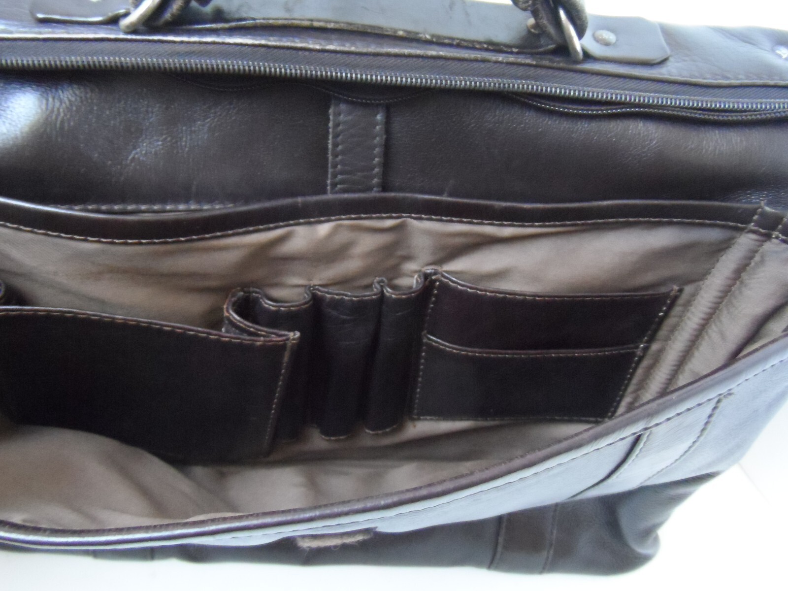 Queros Volare Group Brown Pebbled Leather Briefcase Padded ‘Laptop Bag 15.5x11x7