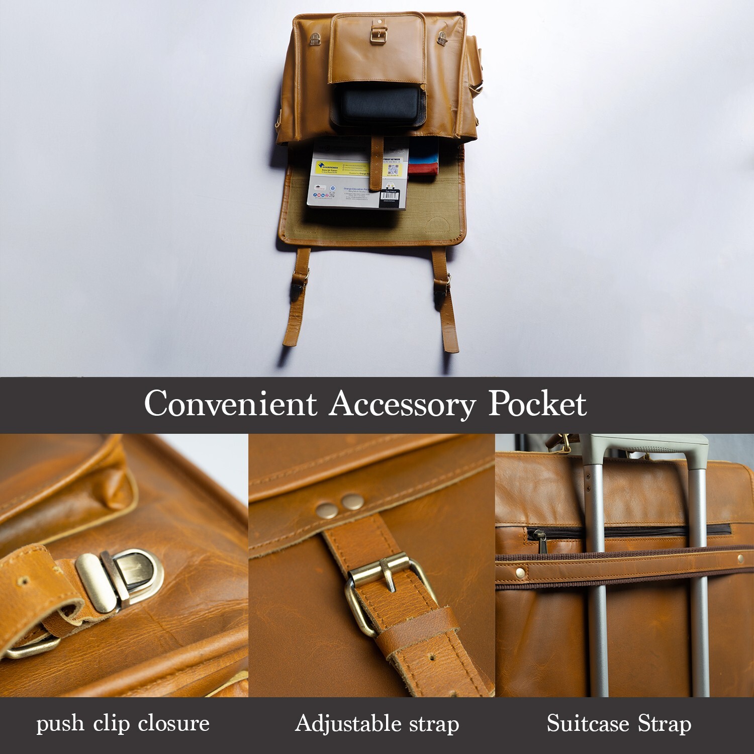 16 inch Leather Laptop Messenger Bag for Men Satchel Office Business Briefcase