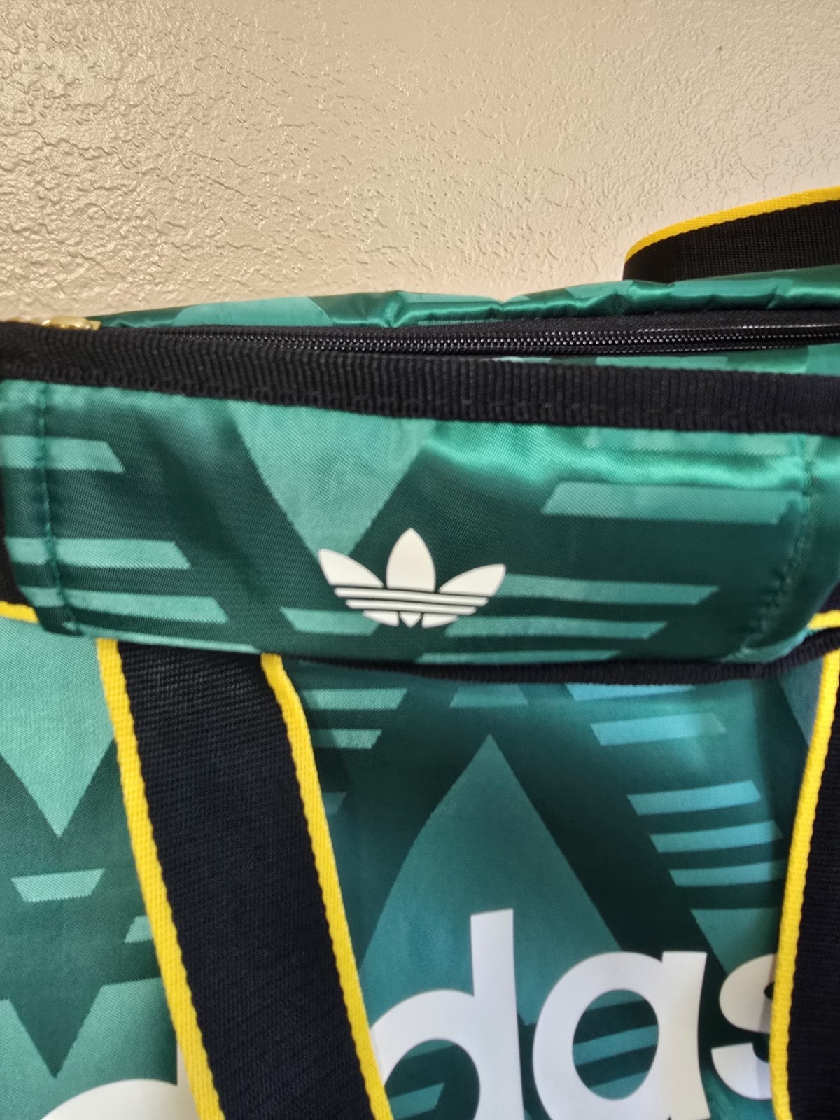 $90…Adidas Soccer Inspired Large Duffle Bag Green/White-Yellow. KE2315….