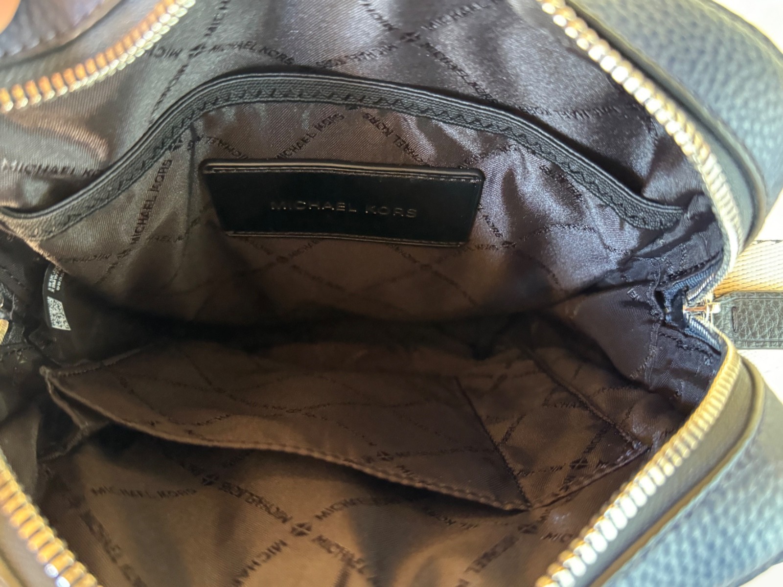 Michael Kors Cooper MD Shoulder Crossbody Flight Bag MK Center Stripe Navy Multi