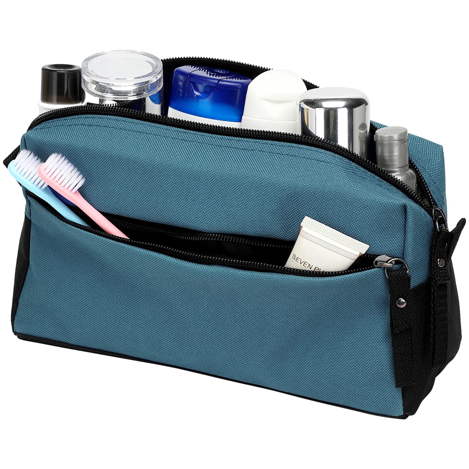 BuyAgain Toiletry Bag, Travel 9.25x5x3.75 inches, Silver Blue