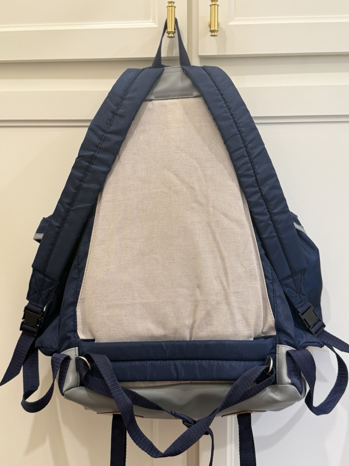 Y2K 90s PUMA King Backpack Blue Sports Bag with Gray Leather bottom VTG