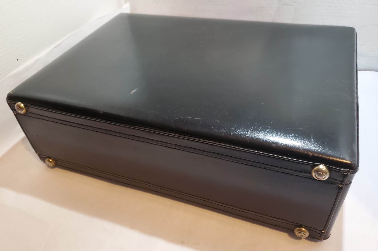American Tourister Leather Briefcase Attache Expandable Hard Case 2-sided