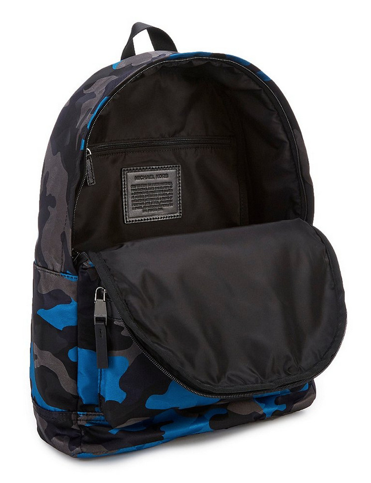 Michael Kors Kent Large Backpack Blue Midnight Camouflage Black Blue Multi
