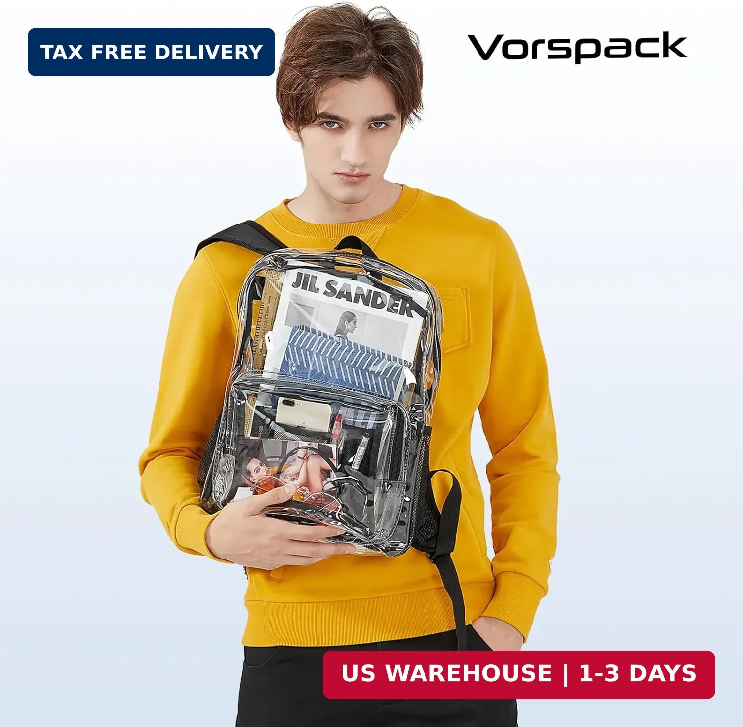 Vorspack Clear Backpack – Heavy Duty PVC Transparent See Through Backpack for Co