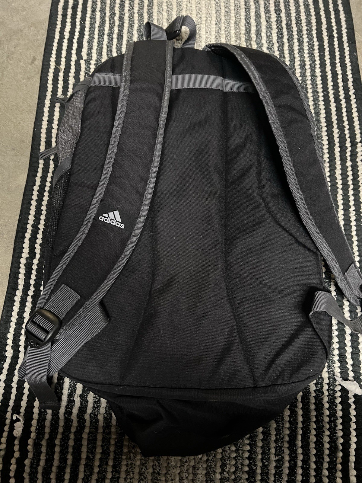 adidas Black/Gray Medium Backpack Zip Closure Adjustable Straps Pockets