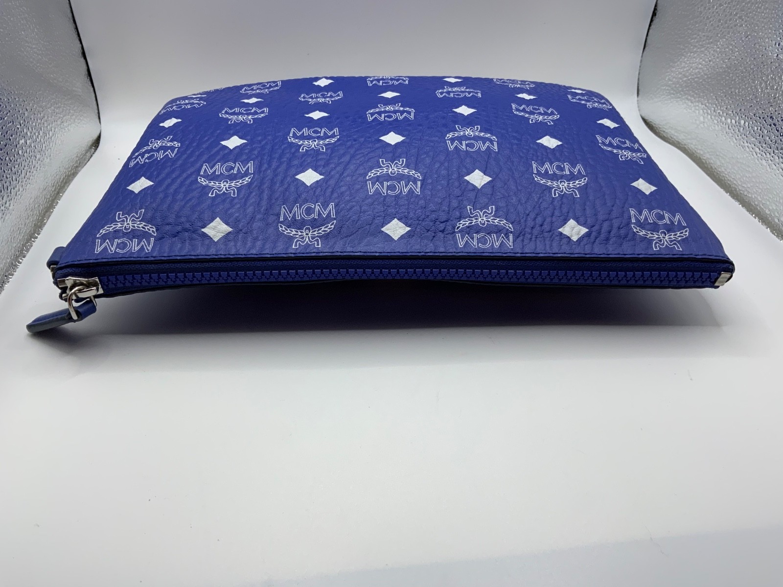 AUTH MCM Visetos Authentic Monogram Logo Clutch Bag Leather Handbag Papers & COA