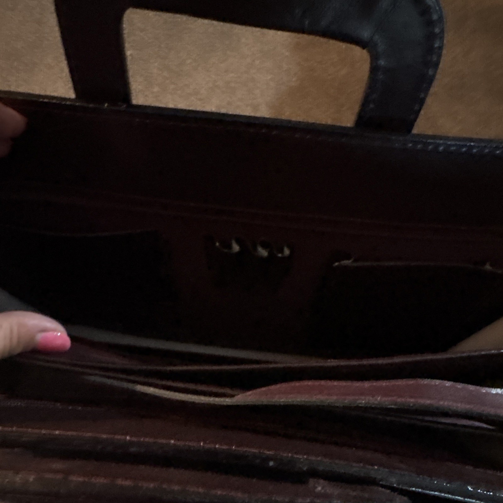 Brown Men’s Briefcase/Document Case Top Handle Push Lock Inner Pockets Dividers