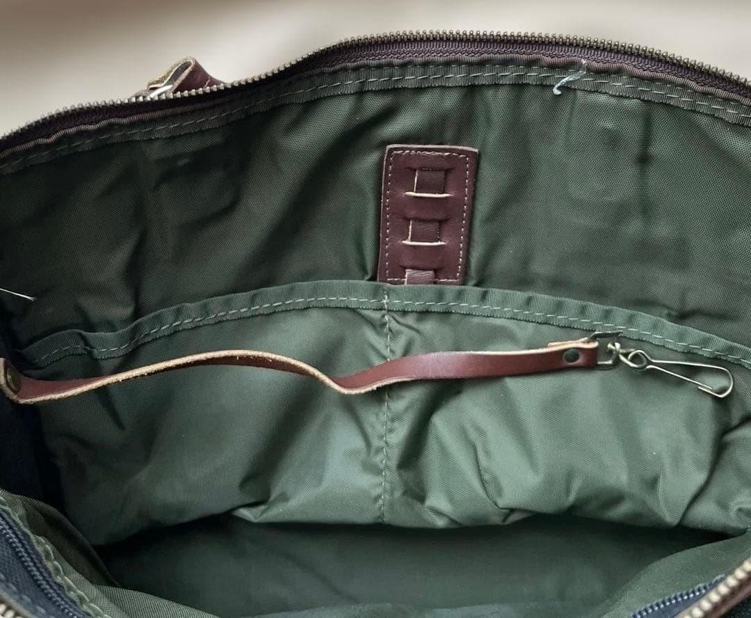 ORVIS Briefcase Business Bag Handbag Canvas Leather in Green USED Good Condition