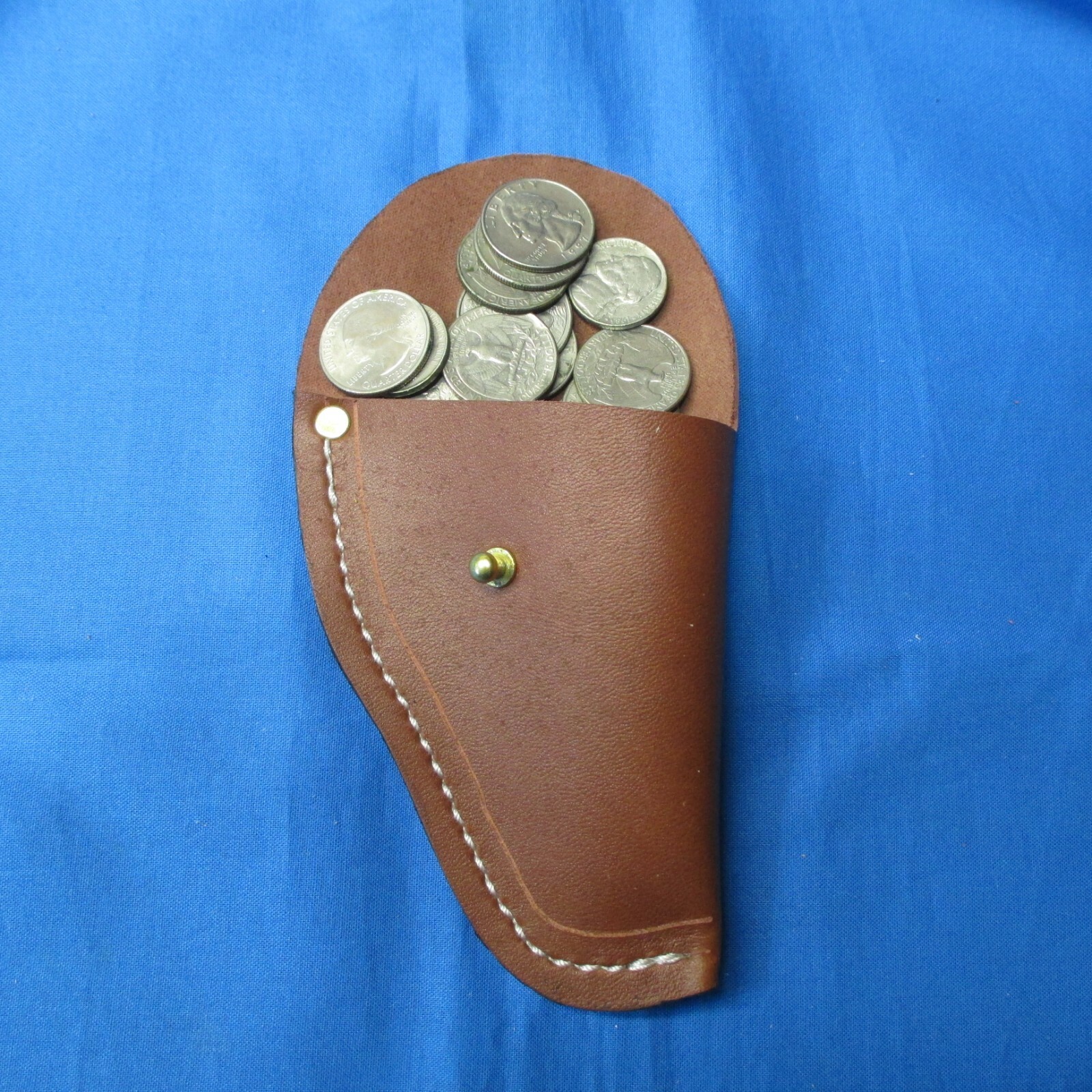 Leather Coin Pouch Holster Shaped, Carry in Pocket Glove Box or Armrest Console.