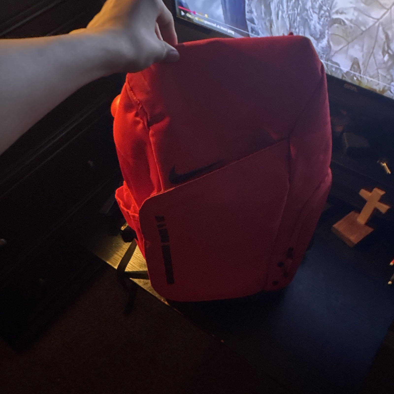 Nike Red/Black Backpack Medium Zip Closure Adjustable Strap Pockets Travel