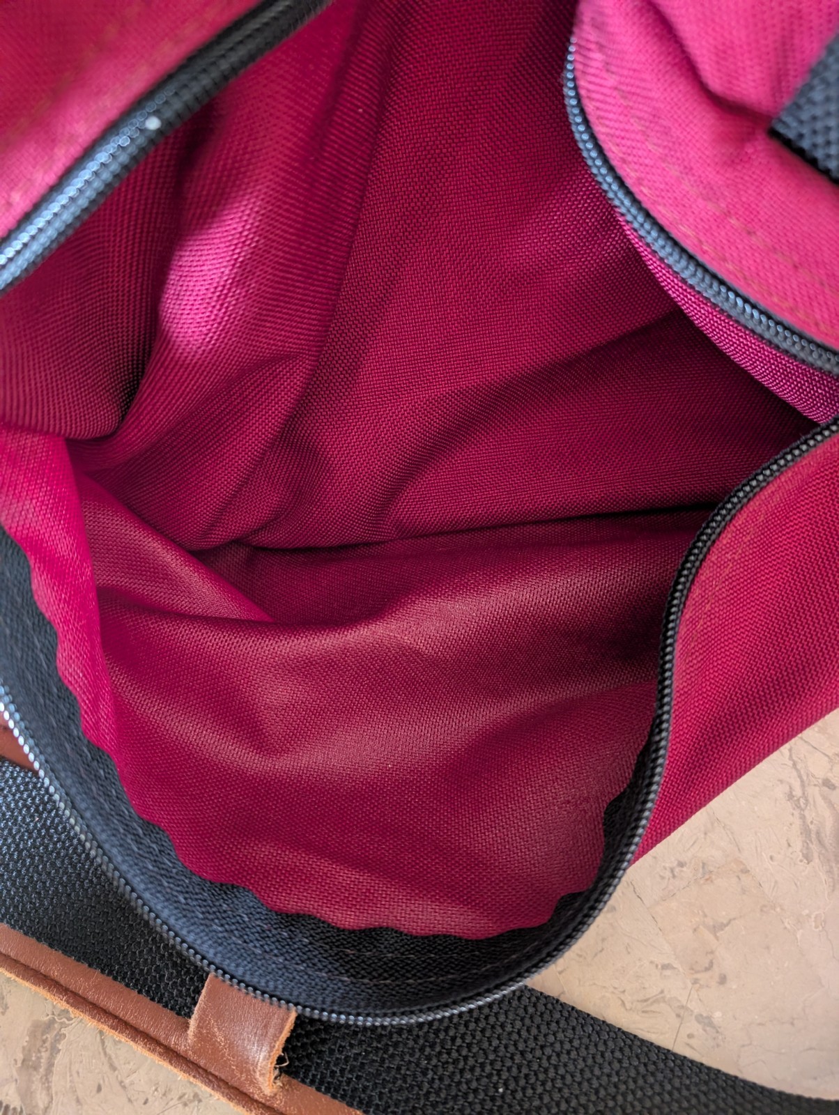 Vintage LLBean Canvas/Leather Red Canvas Shoulder Handle Travel Duffle Bag 24″