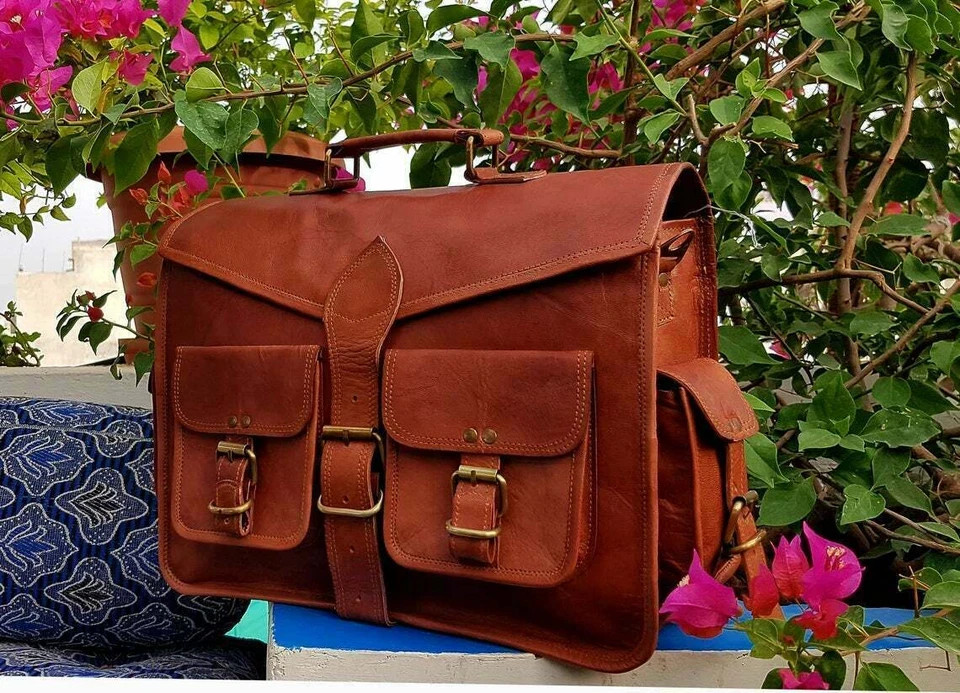 Vintage Rustic Charm Leather Bag Shoulder Laptop Bag Briefcase Men’s Genuine