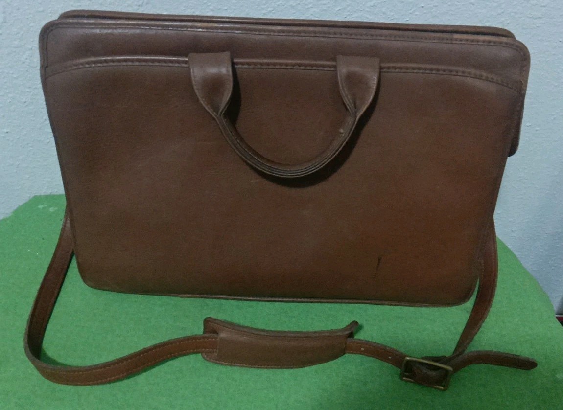 Jack Georges Leather Briefcase Bag Brown Top Handle Shoulder Laptop 16x11x5