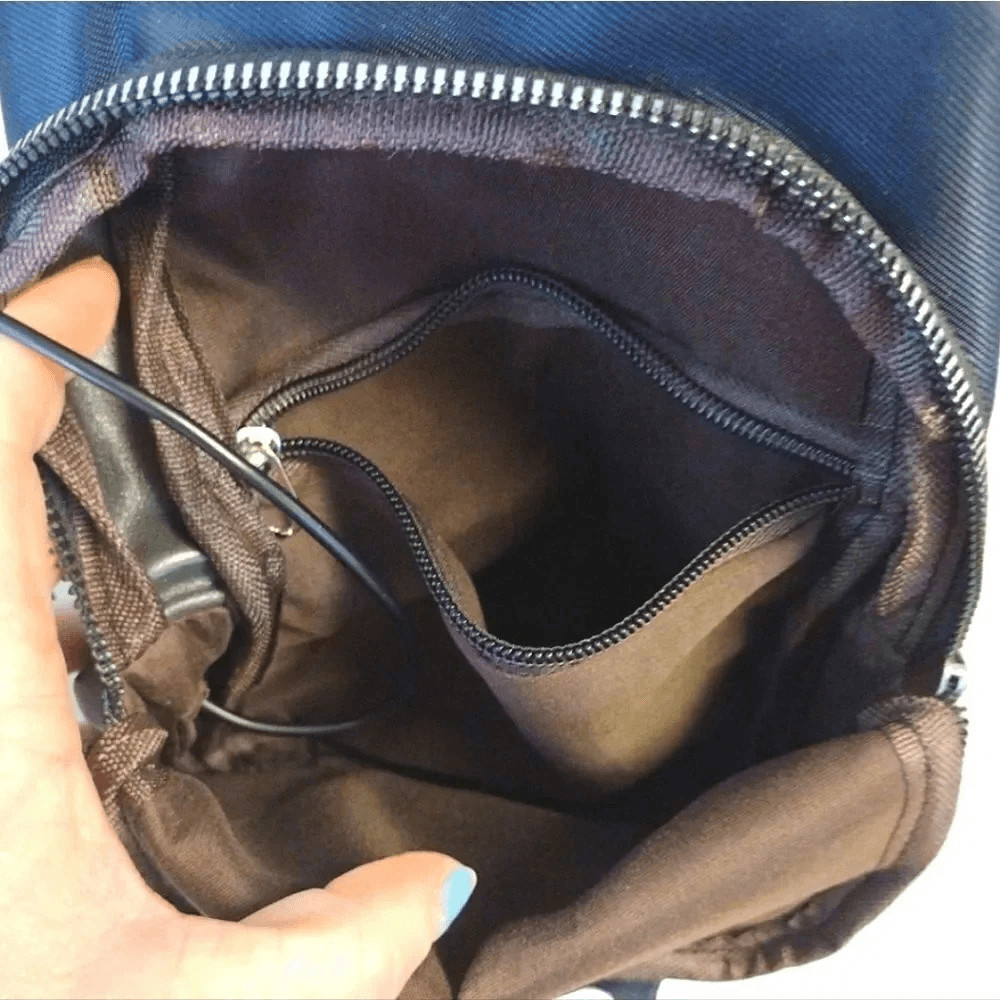 Blue Black Crossbody Sling Bag with USB Port and Cable NWOT