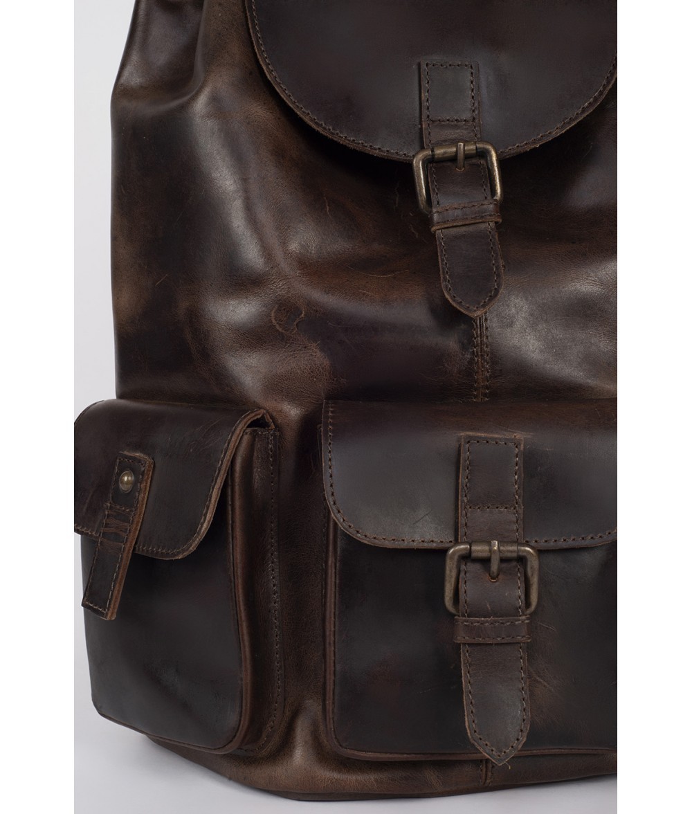 Handmade Crazy Horse Leather Backpack | Mens Dark Brown Cowhide Backpack