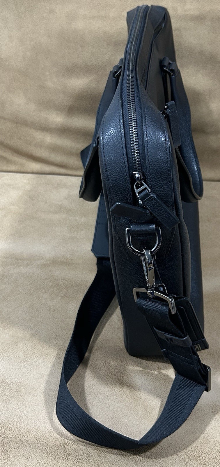 NWOT Tumi Harrison Sycamore Brief in All Black Leather. Never Used! MSRP: $795!