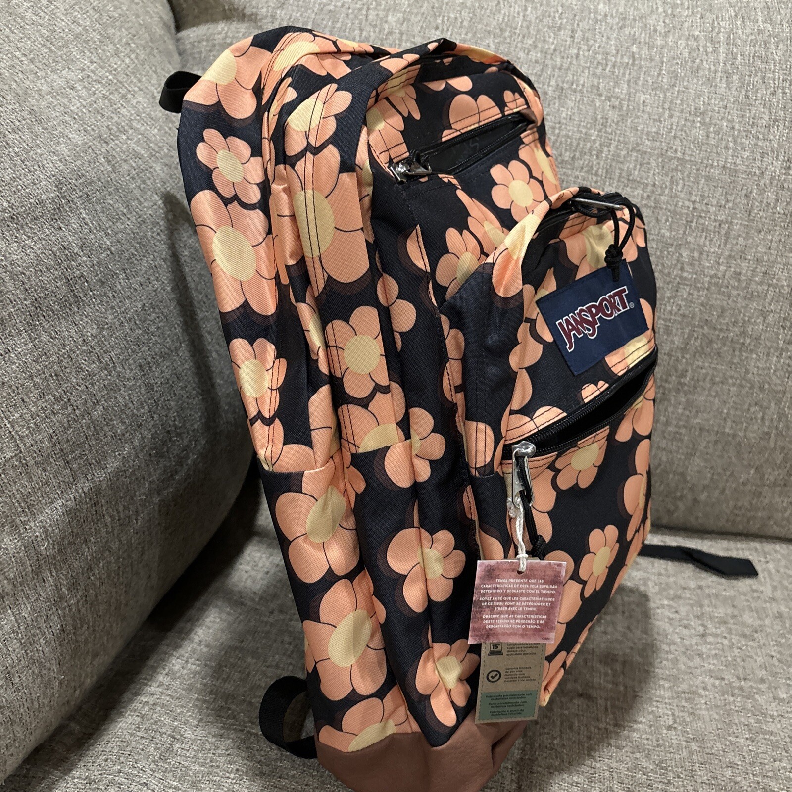 JanSport Cool Student Backpack FLOWER FRENZY 34 L x 17 x 12 x 8 In NWT
