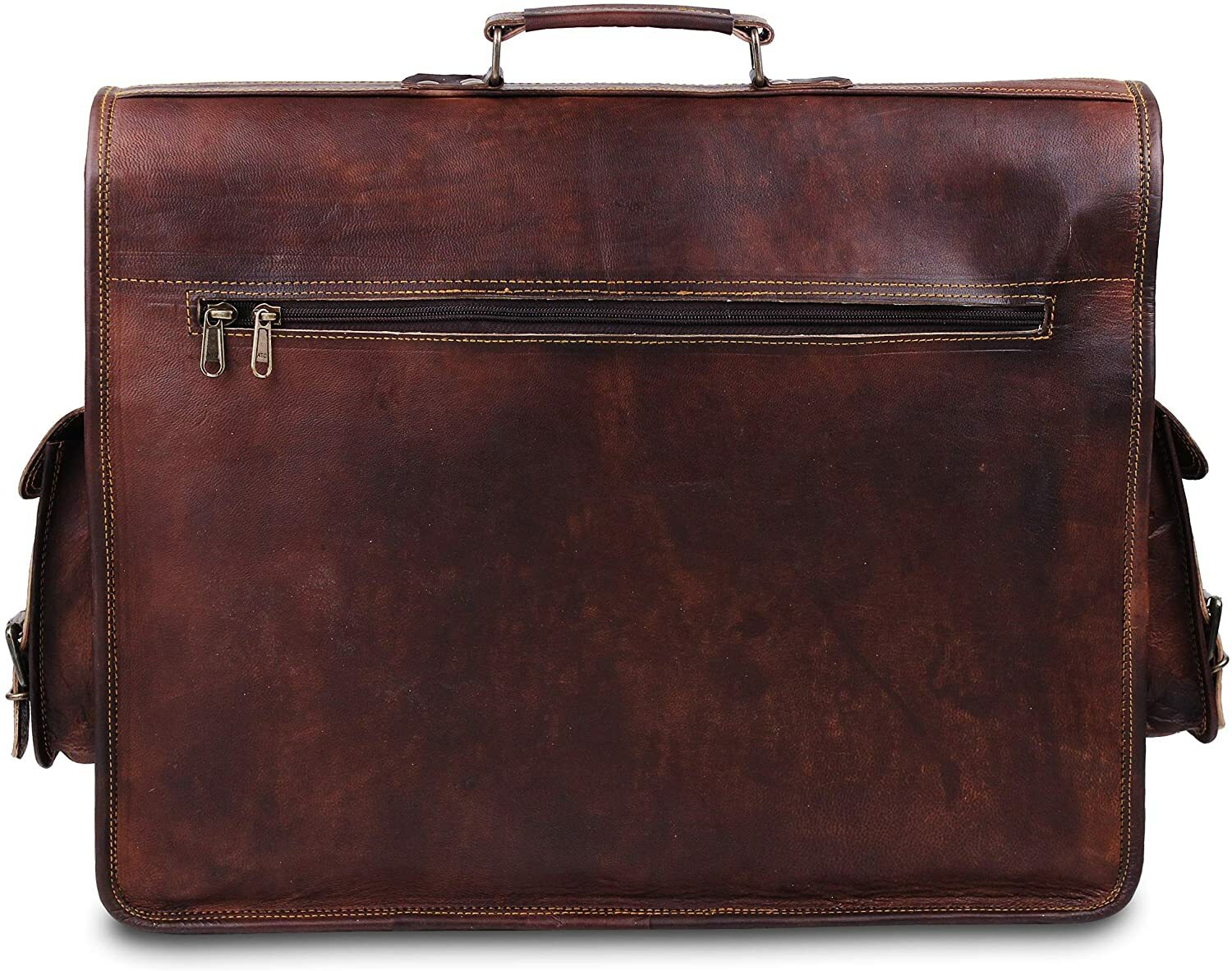 Men’s Rare Goat Leather Vintage Laptop Messenger Handmade Briefcase Bag Satchel