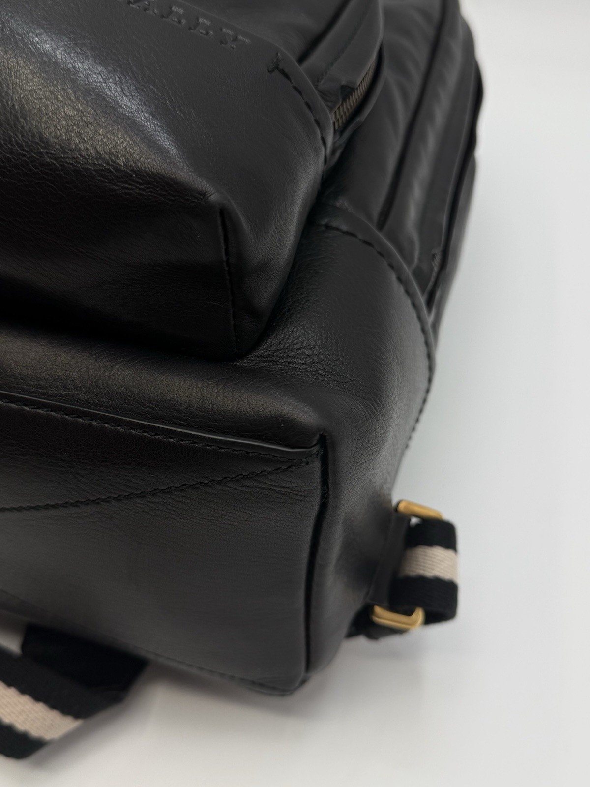 Bally Thunder Leather Backpack Black Calfskin Gold Hardware Luxury Designer Bag