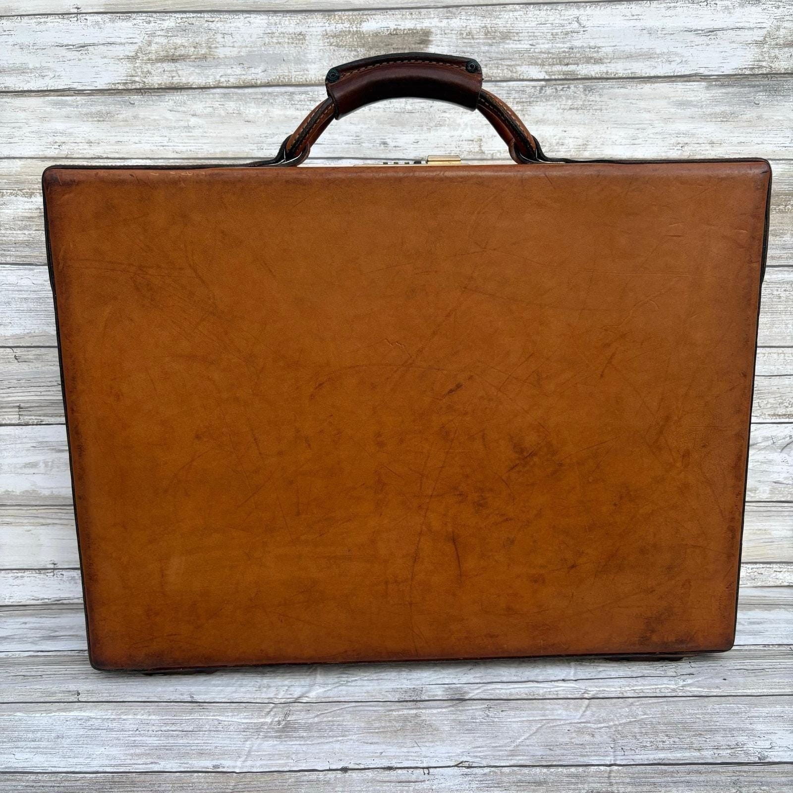 VTG Hartmann Belting Leather Briefcase Attache Brown Organizer 4″