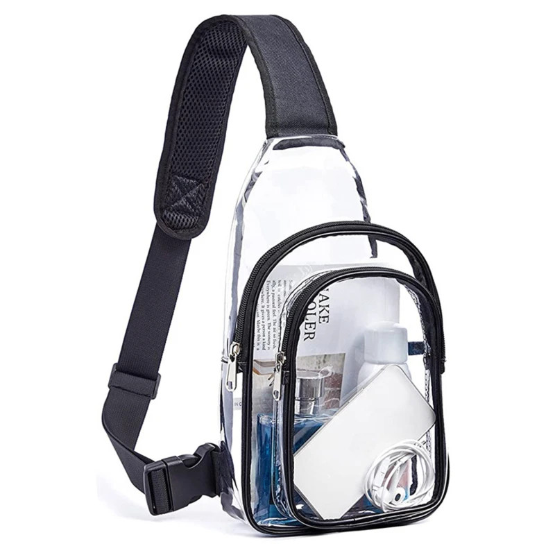 Clear Shoulder Bag Large Capacity Mini Multipurpose Casual PVC Chest Daypack for